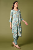 Blue floral printed daily wear rayon kurti set with 3/4 sleeves roundneck single side pocket and straight pants.
•	Floral prints all over the kurti set.
•	Round neck,3/4 sleeves & single side pocket.
•	Double sided elastic straight fit pants.
•	All day comfort rayon material.
•	Blue colour with floral prints will give a stylish and vibrant look.
