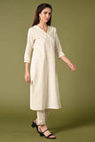 •	Plain kurti set.
•	V neck, 3/4 sleeves & single side pocket.
•	Single sided elastic and straight fit pants.
•	All day comfort rayon flex material.
•	The half white colour with cotton flex will give you a sophisticated vibe.
